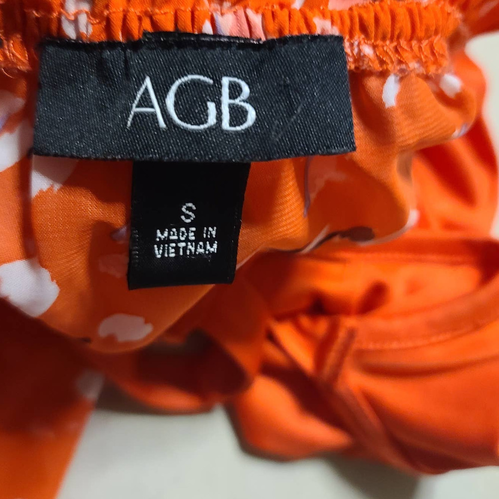 AGB Women's Off The Shoulder Tie-Front Top Shirt sz S - Picture 6 of 9